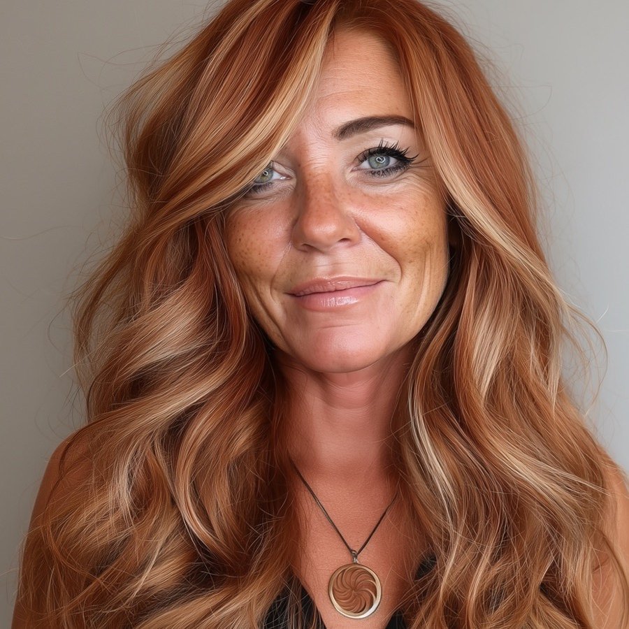 copper balayage on strawberry blonde red hair balayage South Surrey Fresh Hair Concepts