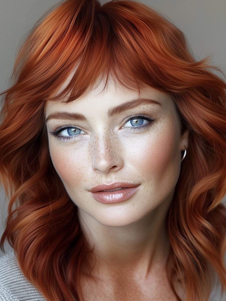 wolf haircut at Fresh Hair Concepts is a modern shag cut finished with auburn colour styled loose curls