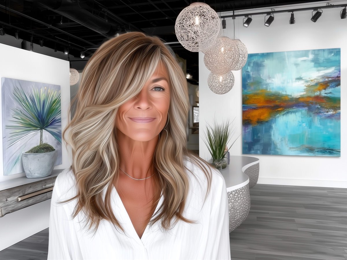 gallery opening in White Rock golden balayage hair gloss refreshes hair colour